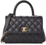 Small flap bag with top handle, Tweed, lambskin & gold-tone metal, black &  white — Fashion