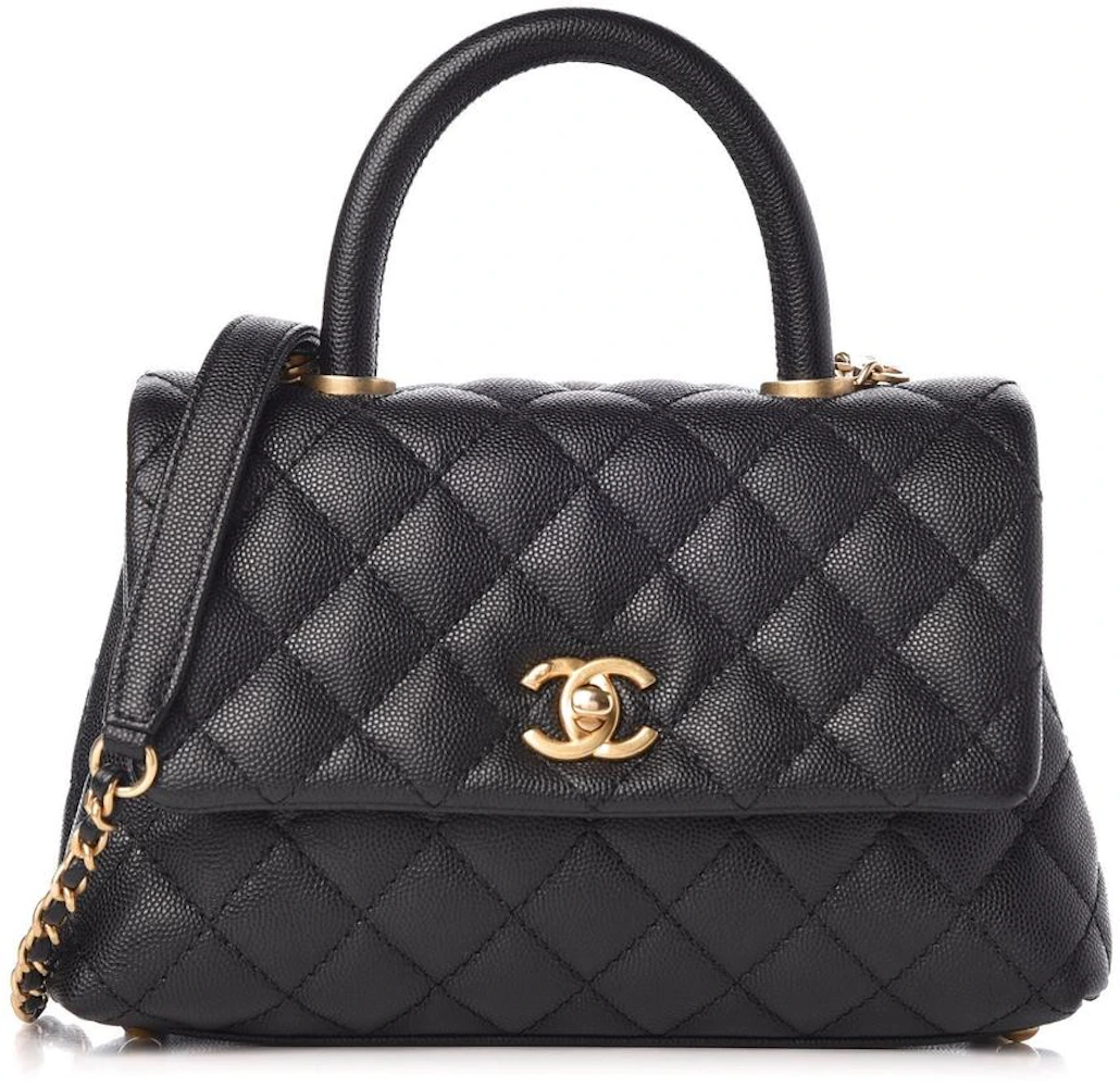 Chanel Coco Handle Flap Quilted Caviar Gold-tone Mini Black in Caviar  Leather with Antique Gold-tone - GB