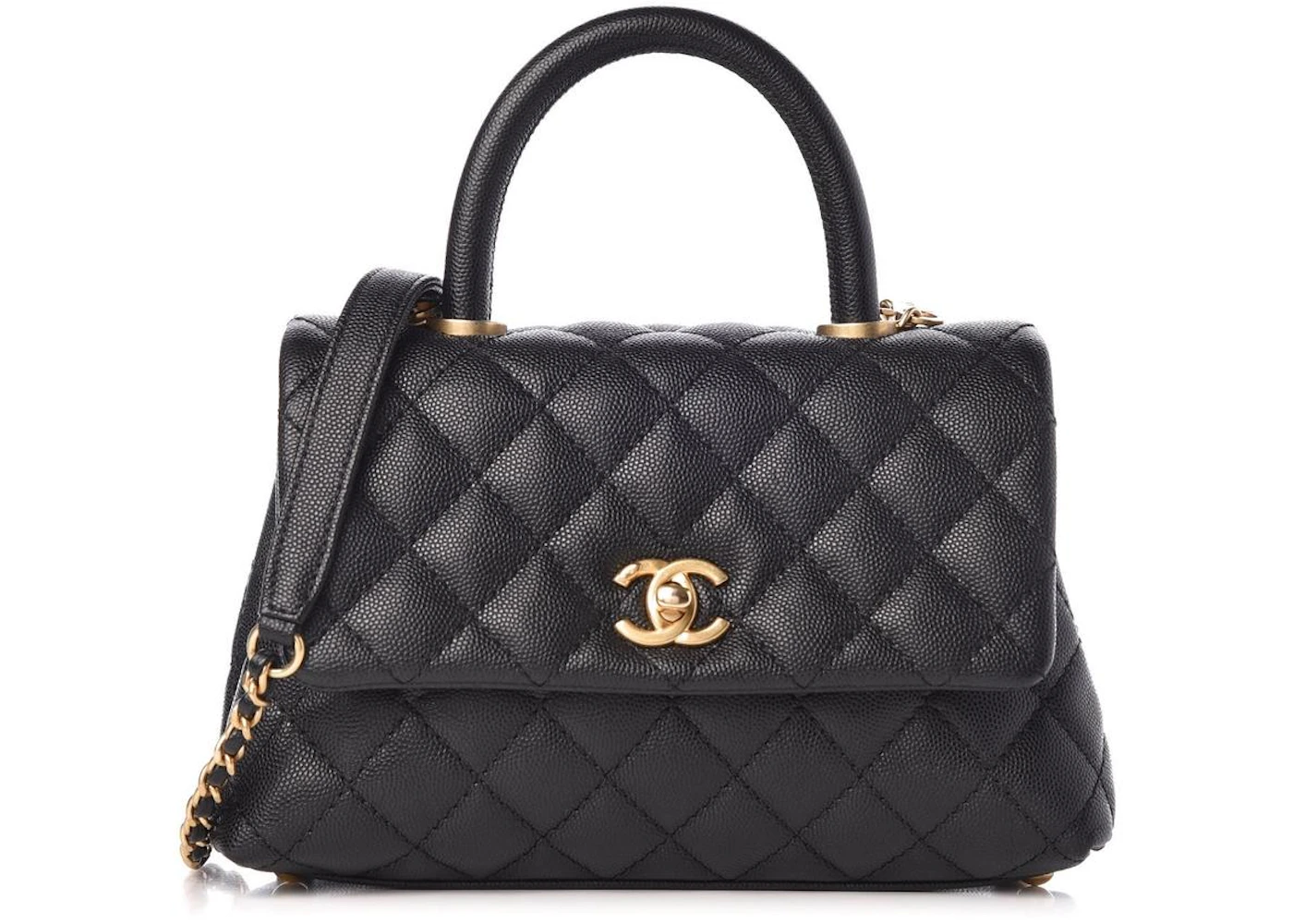 Chanel Coco Handle Flap Quilted Caviar Gold Tone Mini Black In Caviar Leather With Antique Gold Tone Chanel Coco Handle Flap Quilted Caviar Gold Tone Mini Black In Caviar Leather With Antique Gold Tone