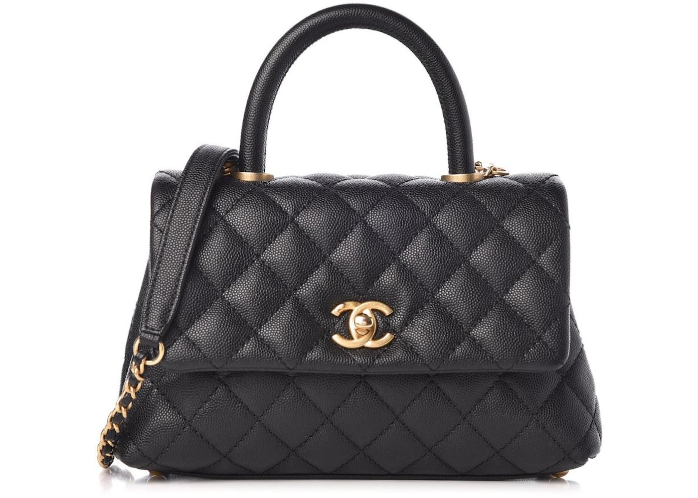 Chanel Coco Handle Flap Quilted Caviar Gold-tone Mini Black in Caviar  Leather with Antique Gold-tone - DE