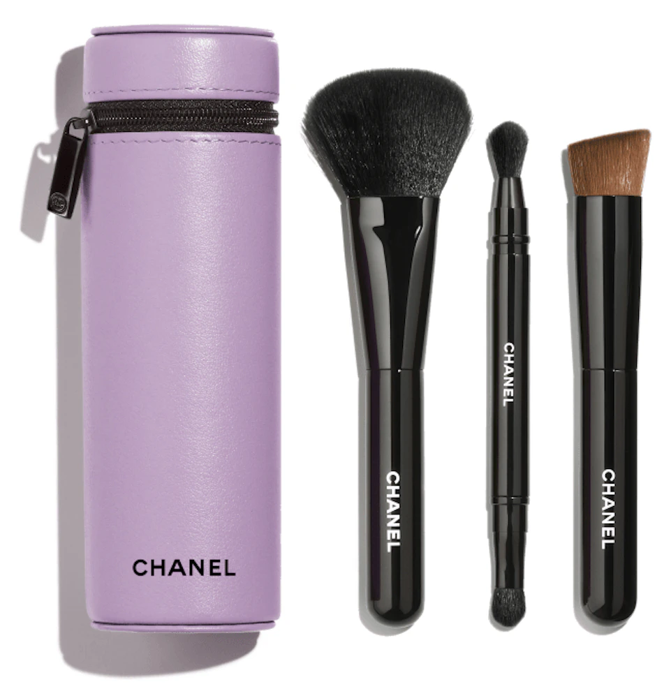 Chanel Codes Couleur Limited-Edition Collection of 3 Essential Brushes 135  - IMMORTELLE in Leather Pouch / Synthetic Brushes - US