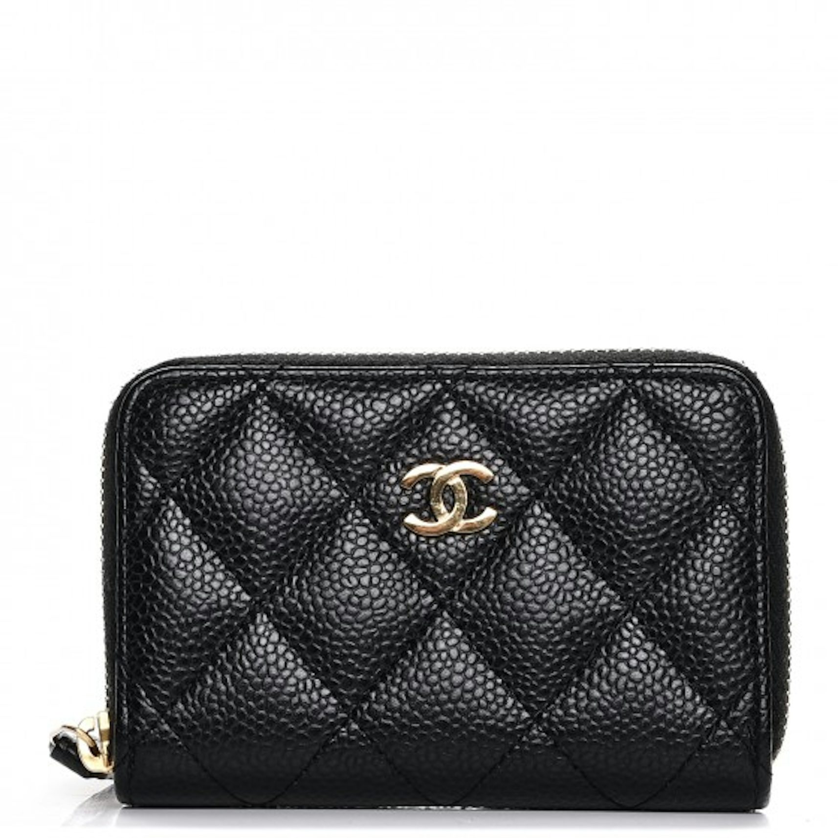 Chanel Zip Coin Purse Quilted Caviar Gold-tone Black in Caviar