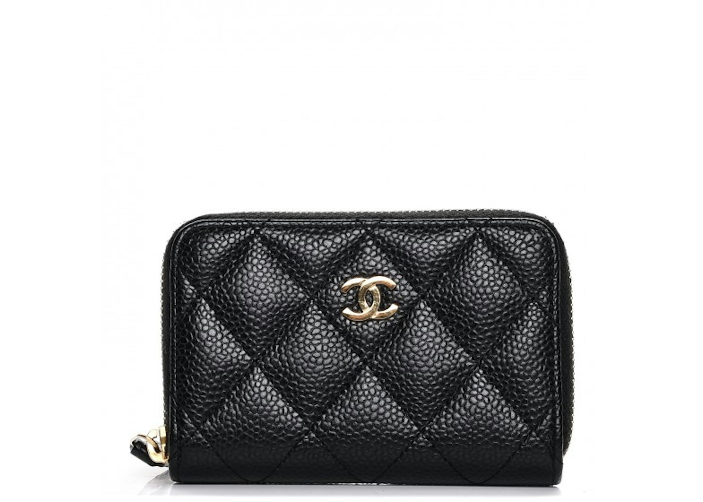 CHANEL Caviar Quilted Round Clip On Coin Purse Black 741205