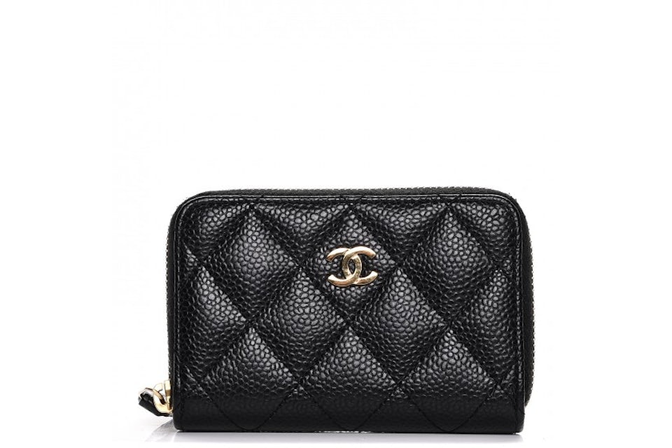 Chanel Zip Coin Purse Quilted Caviar Gold-tone Black in Caviar with Gold- tone - US