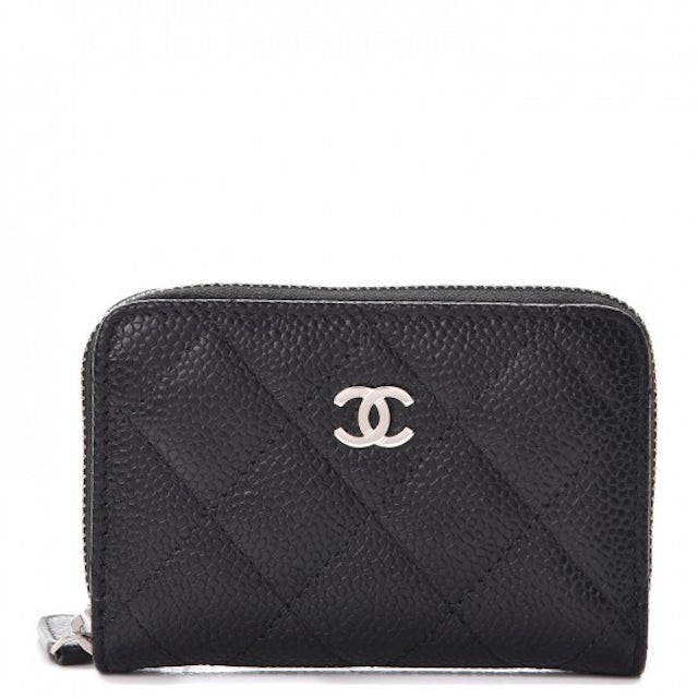 CHANEL, Bags, Chanelcaviar Quilted Zip Coin Purse Black