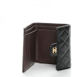 Chanel Flap Compact Wallet Quilted Caviar Gold-tone Black in