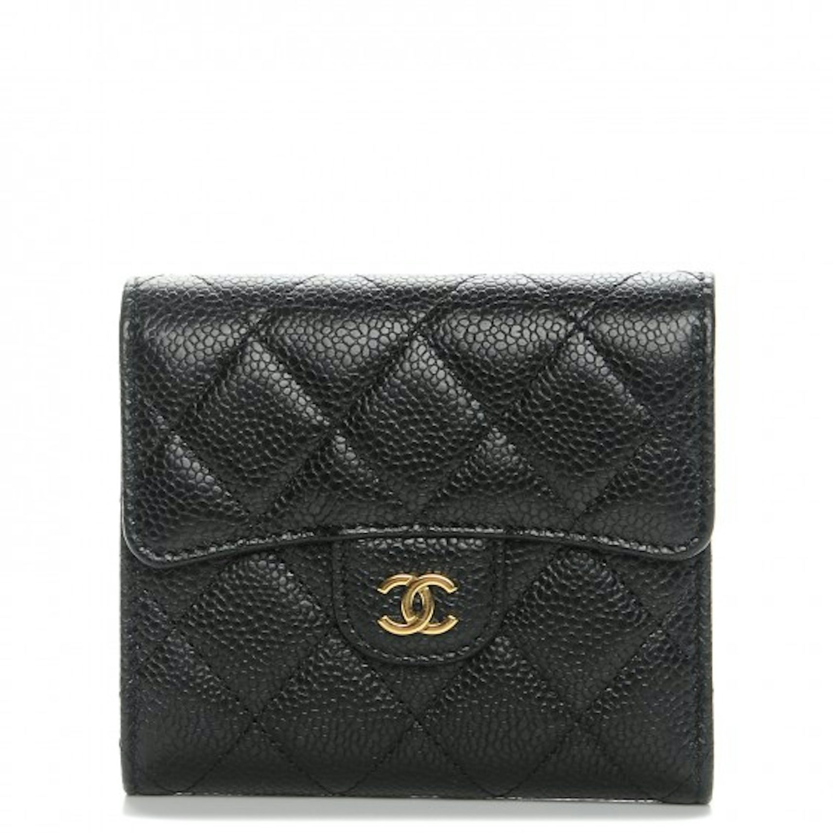 Chanel CC Gusset Classic Flap Wallet Quilted Caviar Long in 2023