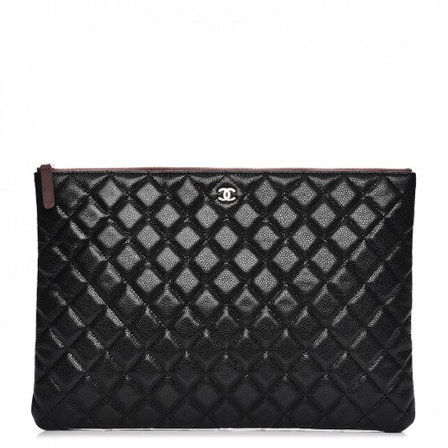 Chanel Cc Cosmetic Pouch Quilted Caviar