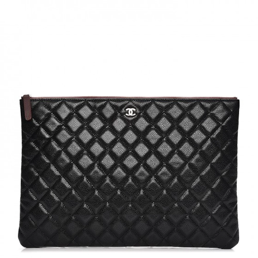 Chanel Dark Beige Caviar Leather CC Logo Cosmetic Pouch Make Up Case  ref.446175 - Joli Closet