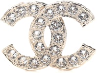 Chanel Strass CC Brooch Silver in Palldaium-Plated/Strass with  Palladium-tone - US