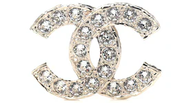 Chanel Crystal CC Brooch Light Gold