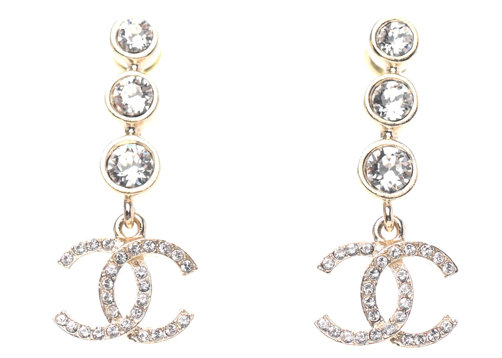 CHANEL Crystal Cha-Nel Logo Drop Earrings Gold | FASHIONPHILE | Statement drop  earrings, Gold drop earrings, Gold earrings