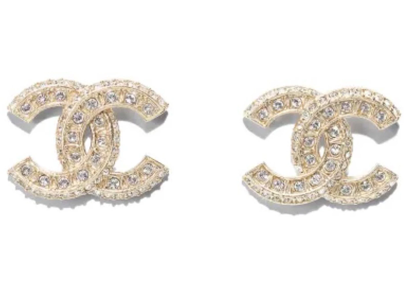 Chanel Crystal CC Gold Stud Earrings Gold in Gold Metal with Gold