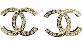 CHANEL Crystal CC Sergeant Chanel Earrings Gold 1214068