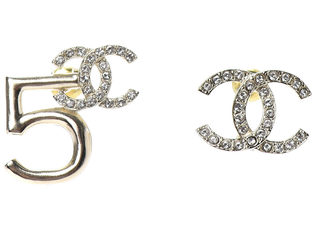 Sell Chanel Crystal Letters Dangling Earrings - Gold | HuntStreet.sg
