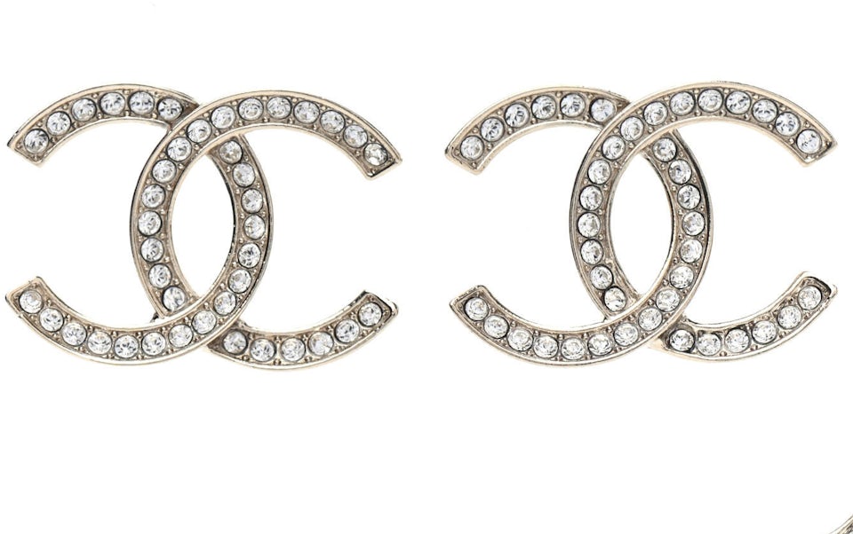Sublime large Chanel earrings Silvery White Golden Plastic Gold