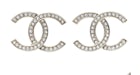 Chanel Crystal Large CC Earrings Silver