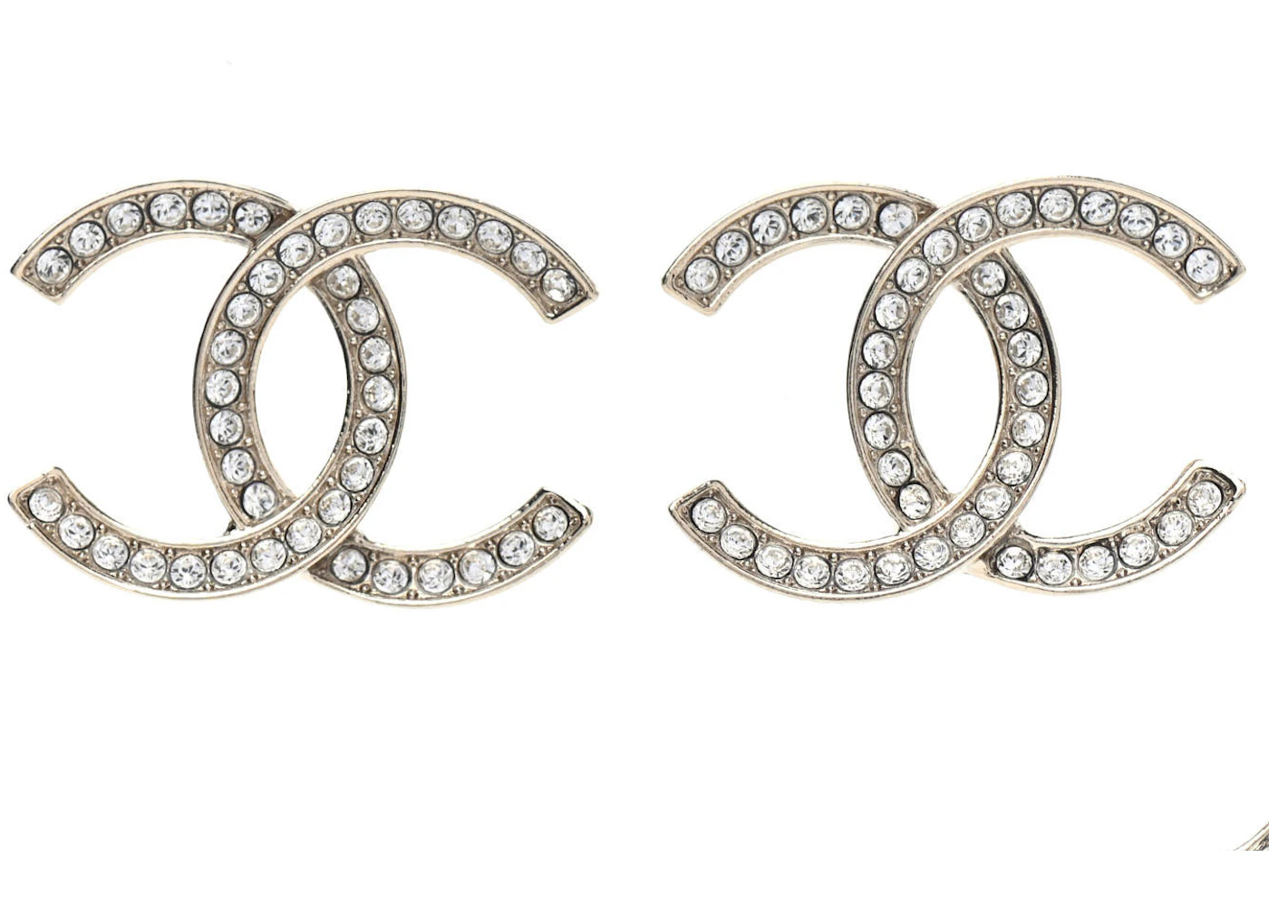 Chanel silver mini cc logo crystal earrings Clearance