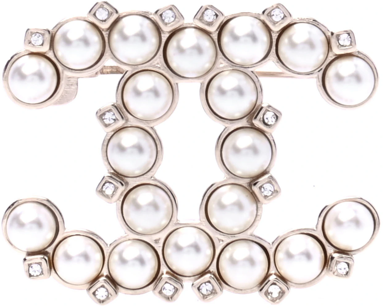 Chanel Crystal Pearl CC Brooch 1.0 Gold in Gold Metal/Crystal - US