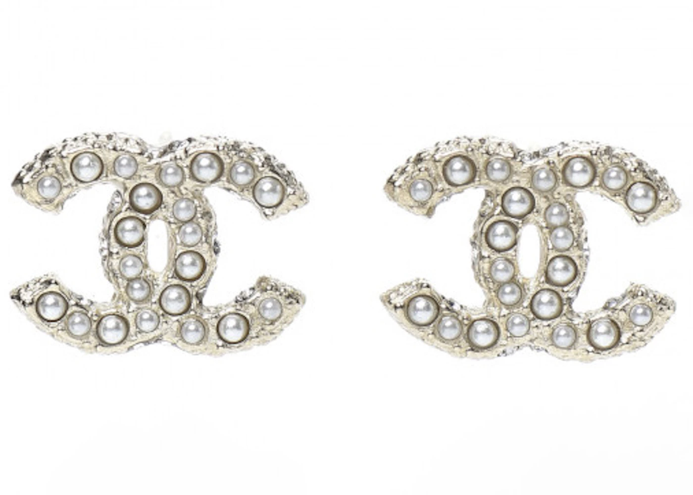 Chanel Crystal Pearl CC Earrings Gold