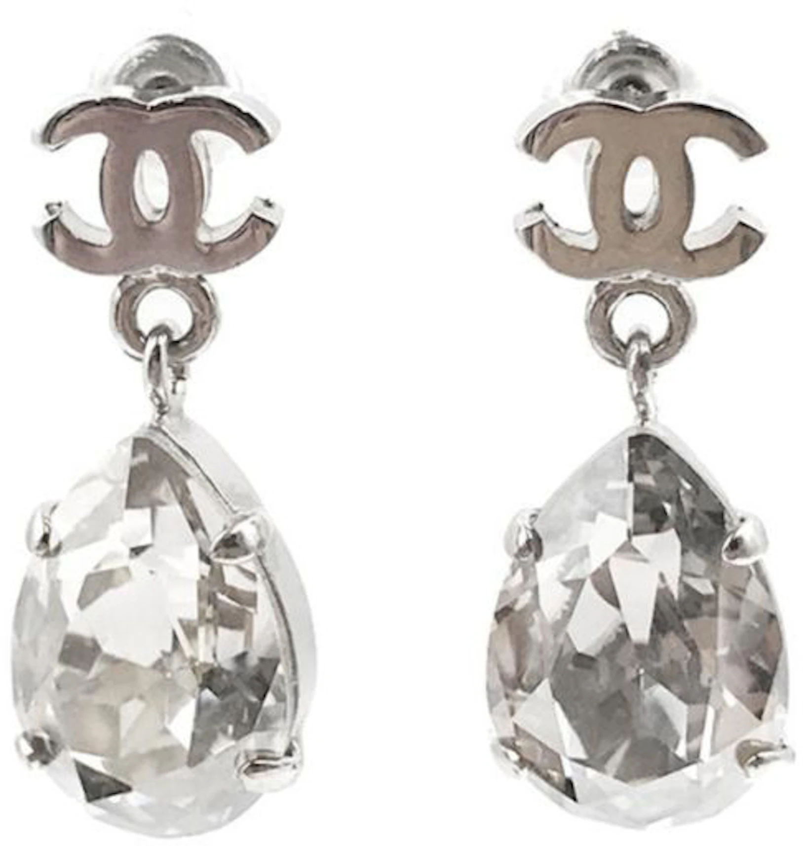 Chanel Cc Crystal Drop Earrings