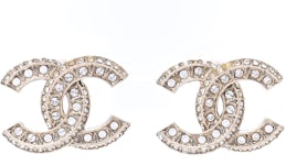 CHANEL Pre-Owned Rhinestone CC Logo Earrings - Farfetch