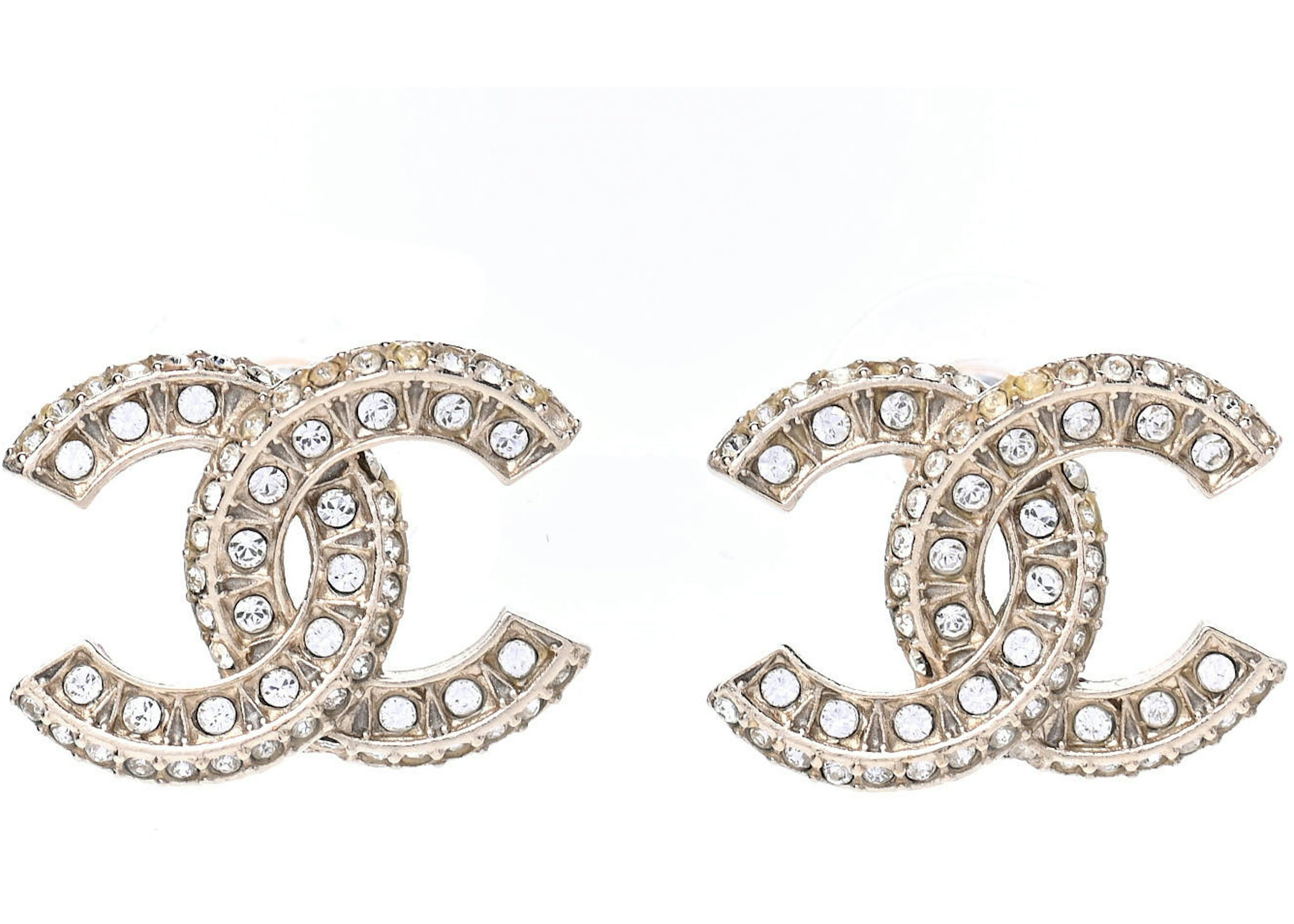 Chanel Crystal Timeless CC Earrings Light Gold in Gold Metal - US