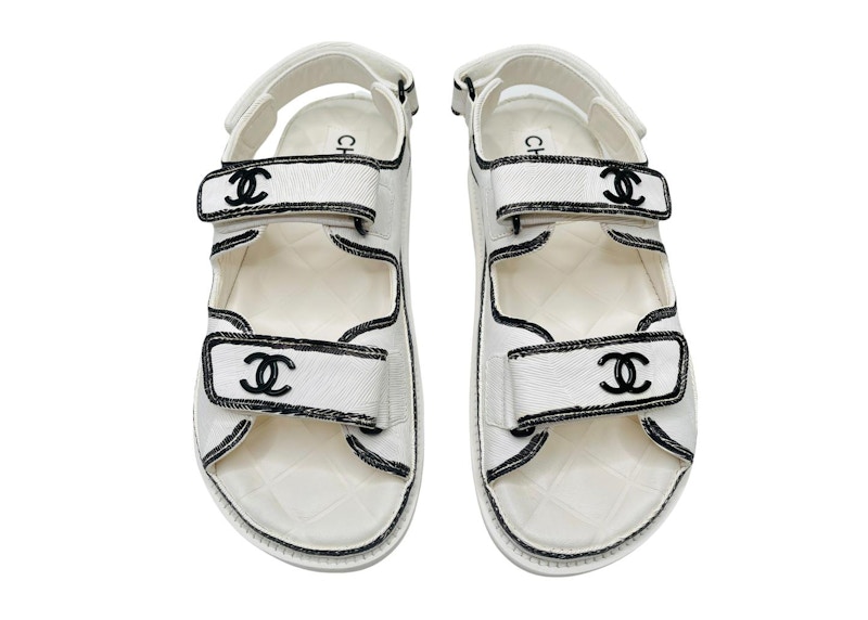 Chanel Dad Sandals White Leather G35927X56386 K3897 US