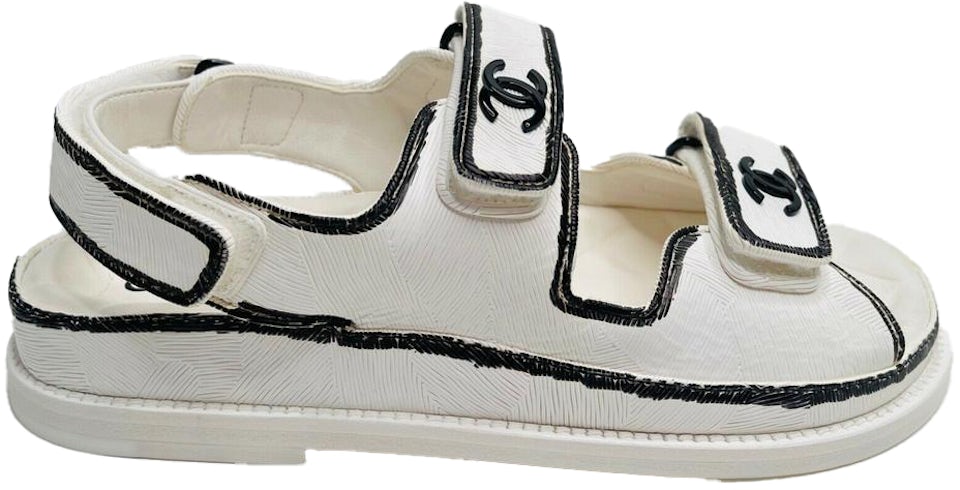 Chanel White Quilted Lambskin Dad Sandals - Size EU 35