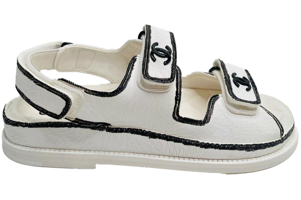 White chanel velcro sandals Clearance