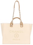 Chanel Small / Medium Deauville Shopping Tote in Dark Blue Denim