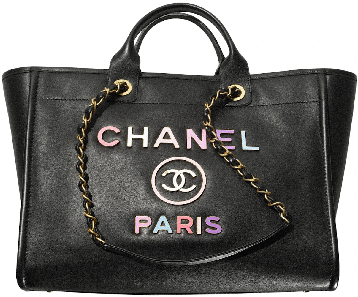 Chanel Deauville Shopping Bag Large 22S Calfskin Black in Calfskin Leather  with Gold-tone - US