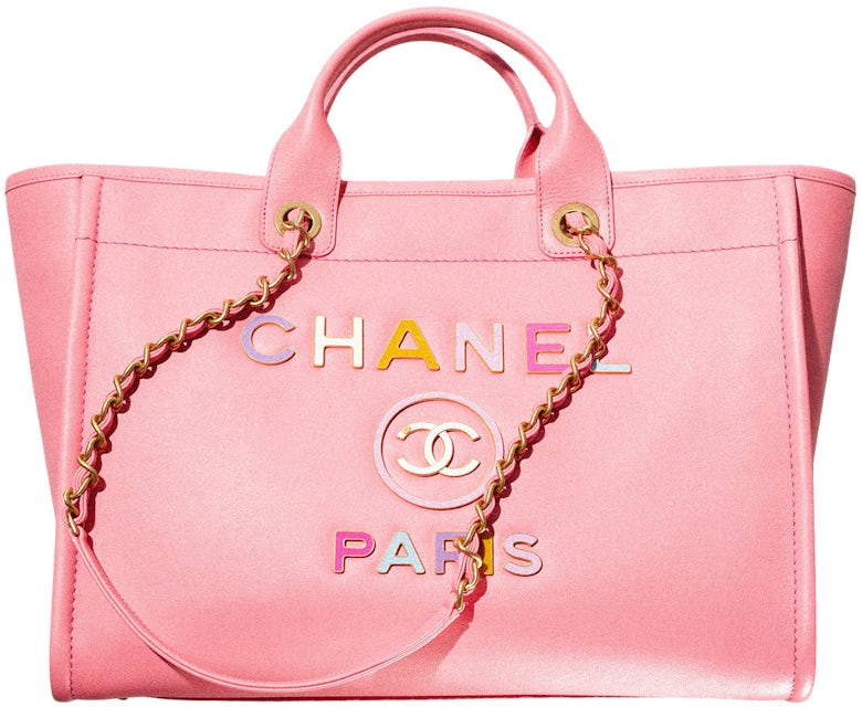 Chanel 2022 Pink Deauville Large Shopping 2 Way Tote Bag
