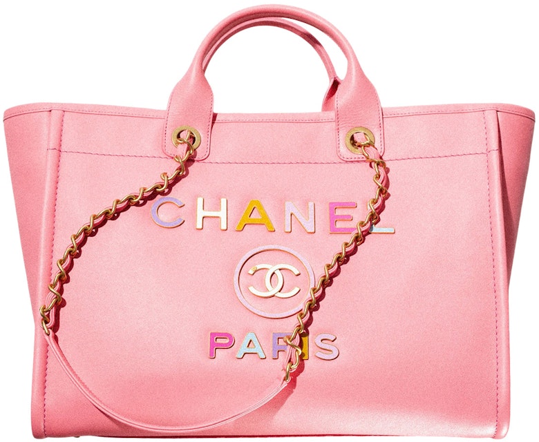 Gendanne jubilæum absurd Chanel Deauville Shopping Bag Large 22S Calfskin Coral Pink in Calfskin  Leather with Gold-tone - US