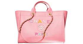 Chanel Deauville Shopping Bag Large 22S Calfskin Coral Pink