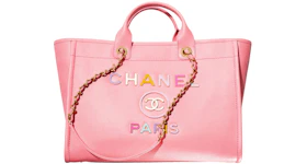 Chanel Deauville Shopping Bag Large 22S Calfskin Coral Pink