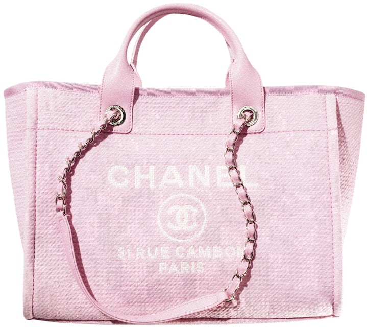 Chanel Small Deauville Shopping Tote with Handle 22S Pink Mixed
