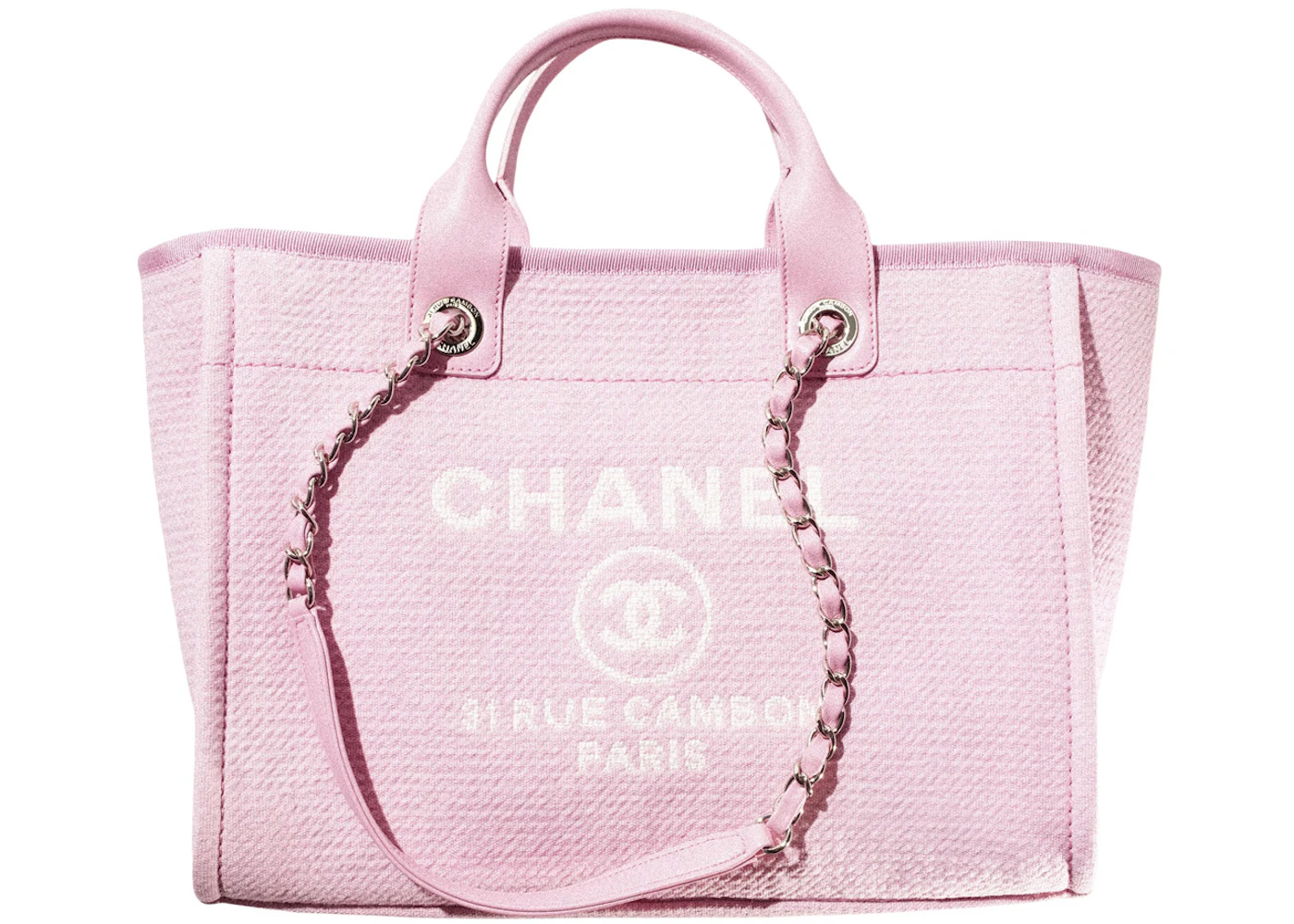 pink chanel tote black