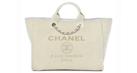 Chanel Deauville Tote Boucle Large White
