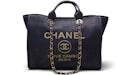 Chanel Deauville Tote Denim Gold-tone Large Blue