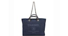 Chanel Deauville Tote Gold-tone Large Navy Blue