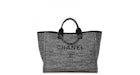Chanel Deauville Tote Silver-tone Large Charcoal