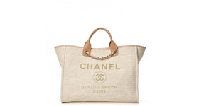 Chanel Deauville Tote Large Light Beige