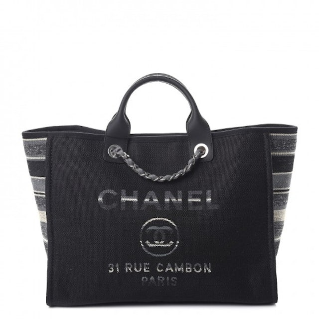 black chanel canvas tote bag