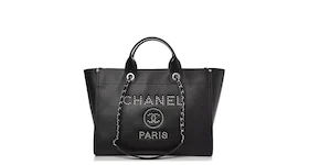 Chanel Deauville Tote Studded Medium Black