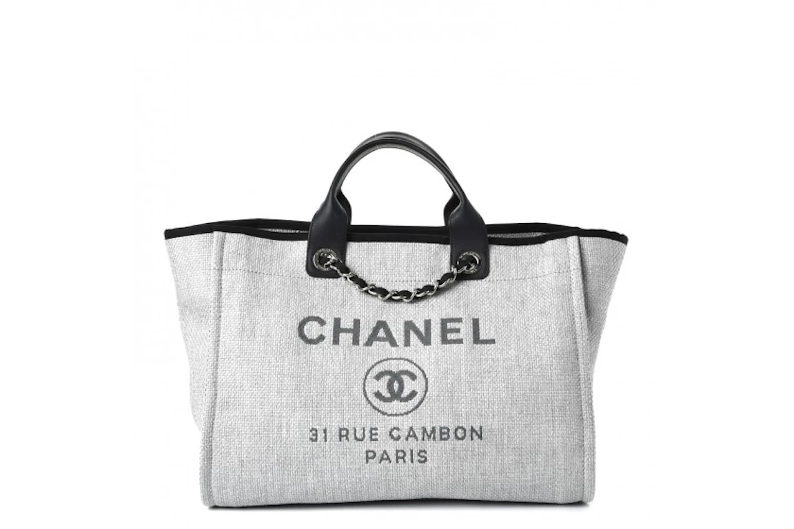 Chanel Deauville Tote Woven Large Grey/Black