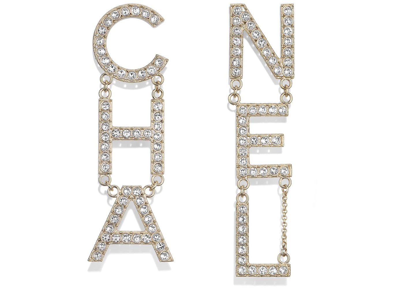 Chanel Diamantes Letter Earrings Gold/Crystal in Metal/Strass with