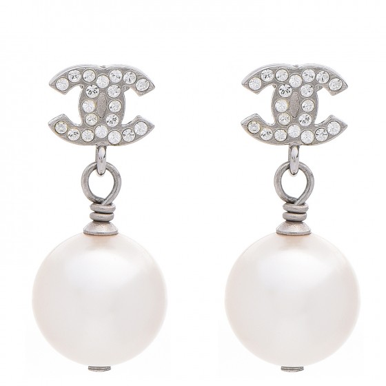 Chanel  Crystal Pearl Drop Earrings  All The Dresses