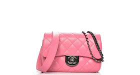 Chanel Carry Waist Chain Double Flap Quilted Diamond Shiny Small Pink