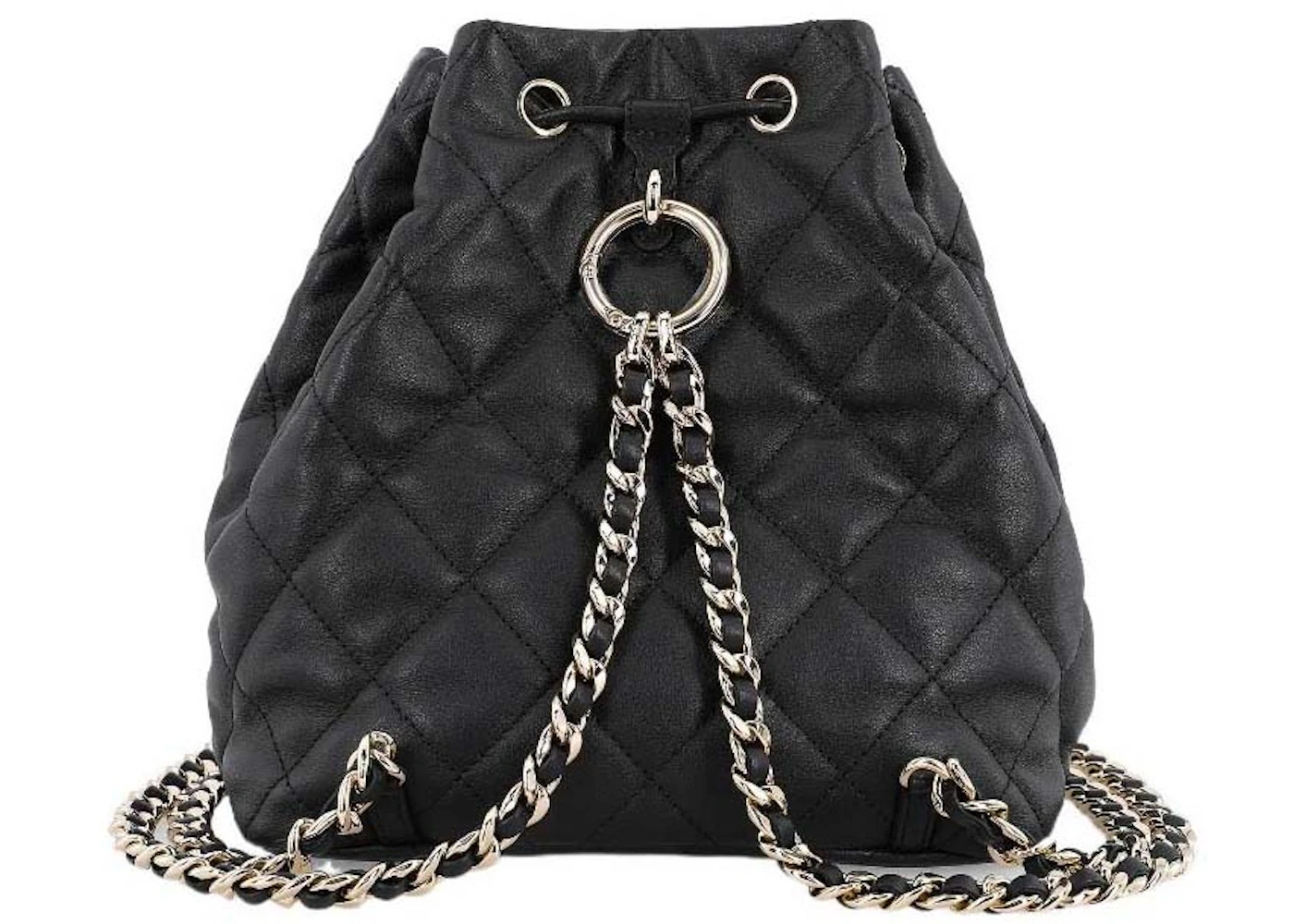 Chanel Drawstring Two Pocket Backpack Black (AS4342) in Calfskin with ...
